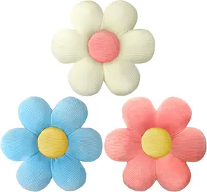 3 Pcs Flower Pillows Flower Shaped, Cute Daisy Flower Pillow Seating Cushions for Adults, Sofa Chair Couch Decor