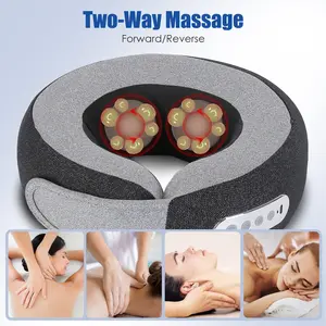 Massaging Neck Pillow, Shiatsu-Style Kneading Massager, Comfortable Heated Neck Massager with Cover, Wireless Portable Massage Pillow, Standard Size