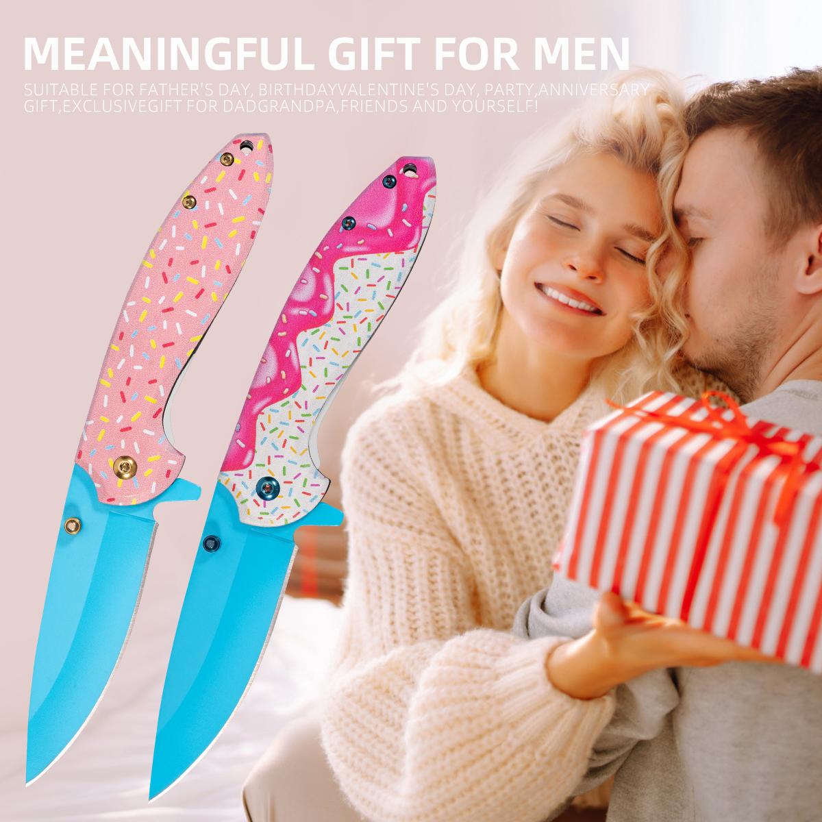 Creative Candy Pattern Folding Pocket Knife, EDC Outdoor Tool for Camping Hiking