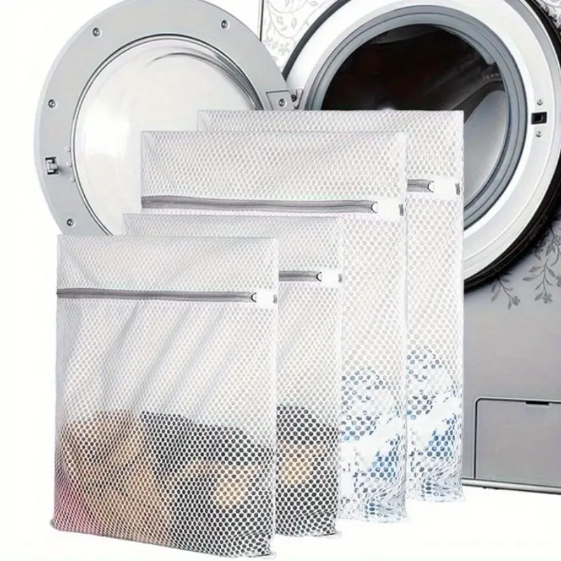 4 Pack Mesh Laundry Bag Set (2 L & 2 XL), Durable Honeycomb Accessories for Protecting Delicates in Washer/Dryer with Auto-Lock Zip, Laundry Accessory, 2Xl, Polyester Fiber, 125Gsm Polyester Fiber, Anti-Snagging