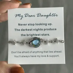To My Daughter Gift Star & Moon Bracelet