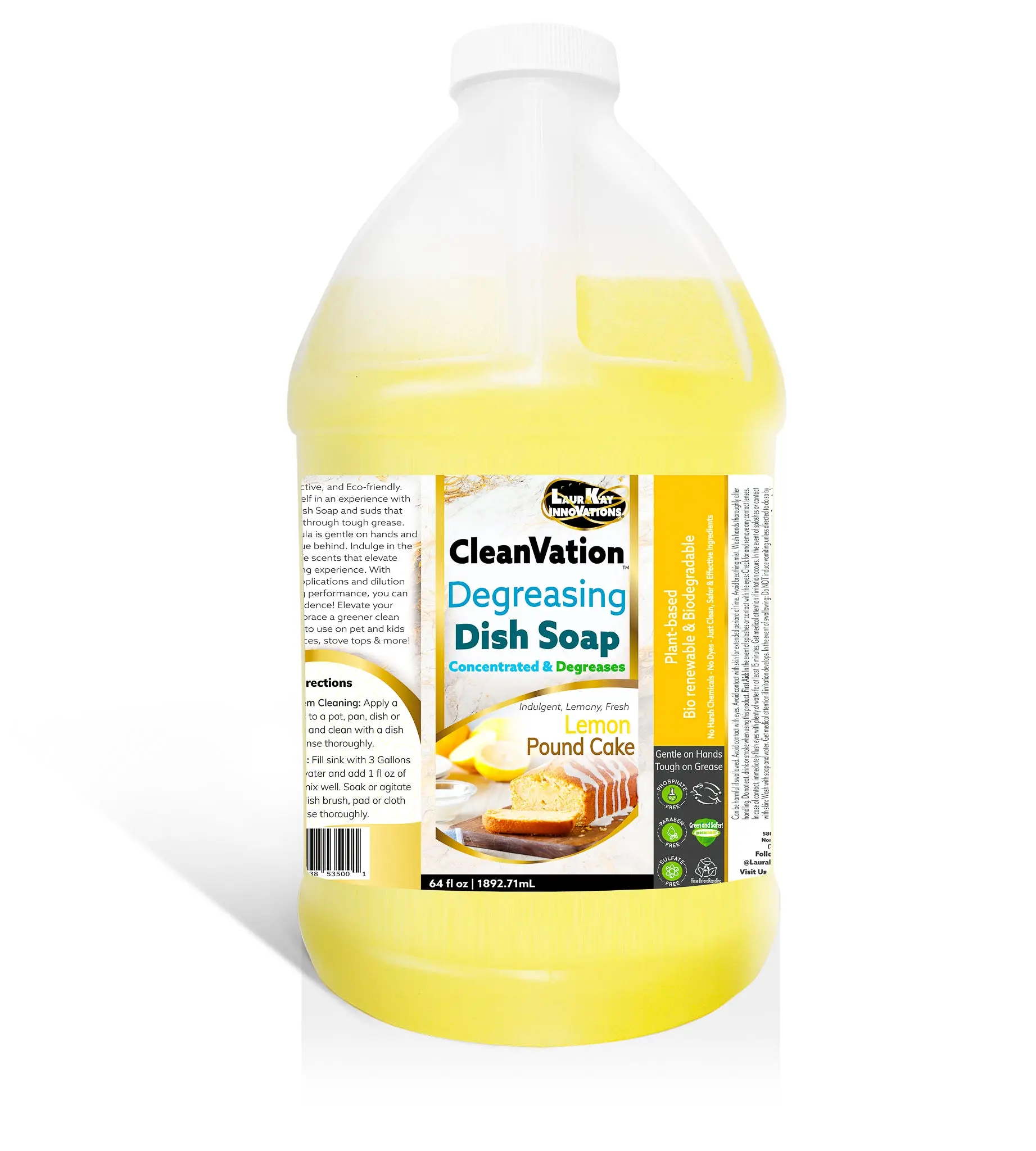 Natural Dish Soap Refill - Concentrated Biodegradable Green Premium Liquid Dish Soap - Half Gallon