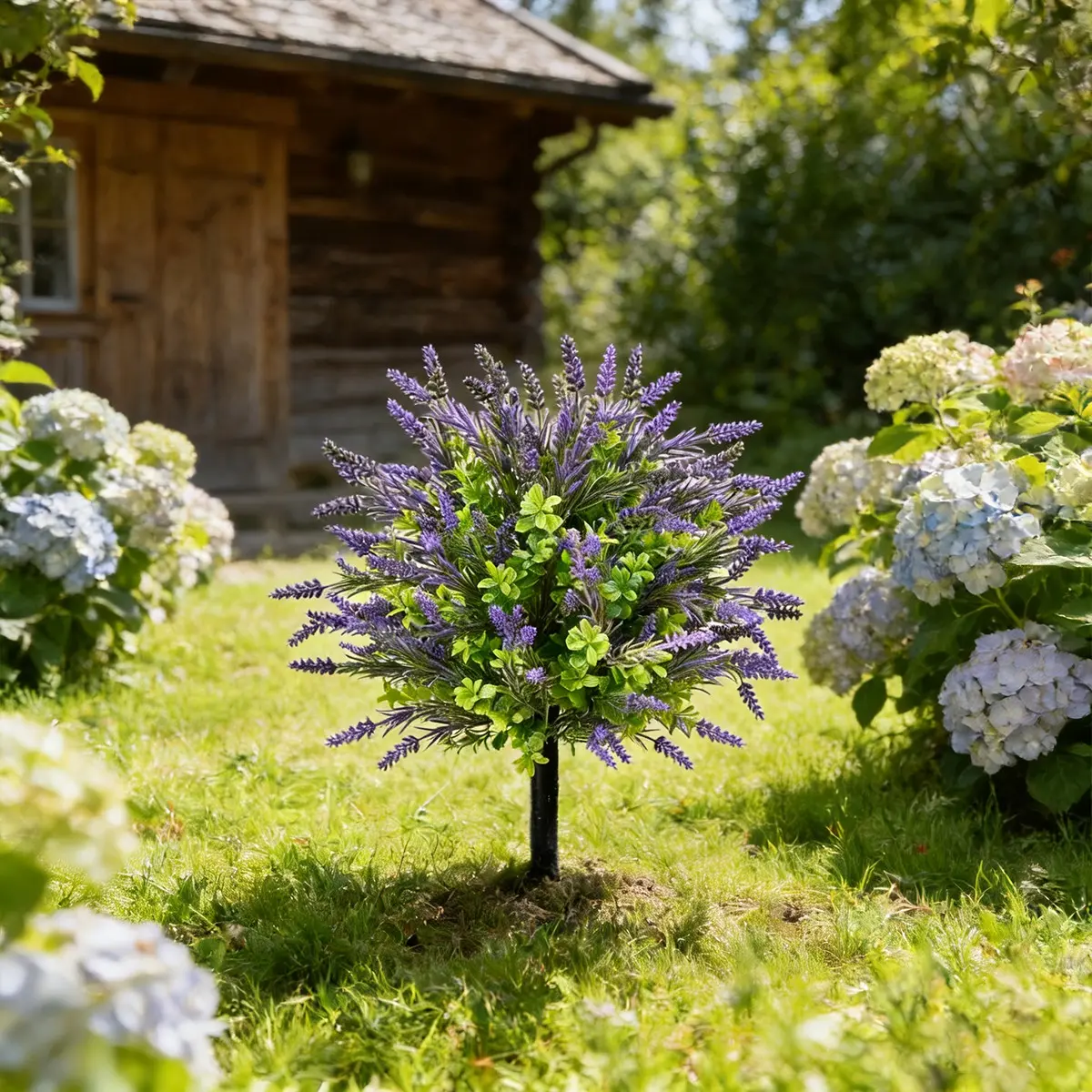 1 Pc /2 Pcs Artificial flowers, Fake Flower with garden stakes, outdoor lavender shrubs - Artificial Flower, perfect for creating a spring/summer atmosphere, suitable for patio decoration, garden fences, indoor and outdoor décor