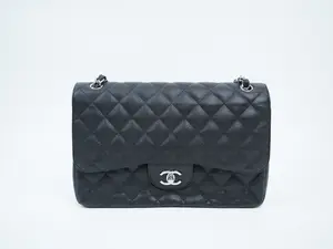 Pre-owned CHANEL caviar calfskin Shoulder Bags Caviar Quilted Jumbo Double Flap Black