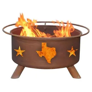 212 MAIN Patina Texas State & Stars Decorative Heavy Duty Wood Burning Outdoor Fire Pit - for Garden Use