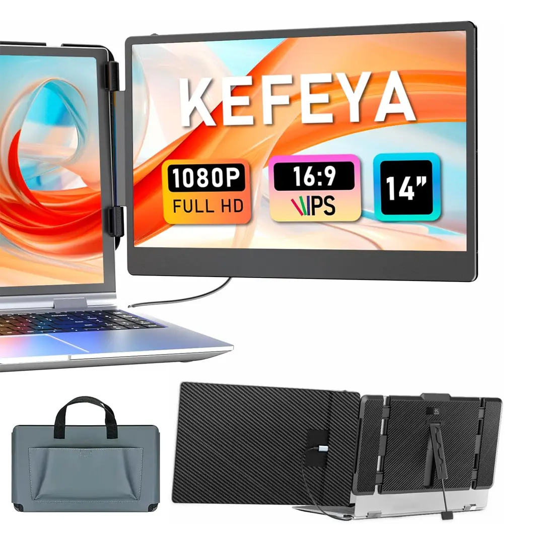 KEFEYA Laptop Screen Extender 14", FHD 1080P IPS Laptop Monitor Extender Dual Screen, Portable Monitor for Laptops 13-17" with USB-C/HDMI Port, Plug n Play for Windows/Mac/Android/Switch/PS5 summerwins,summerwins,back to school,back to school shopping tik