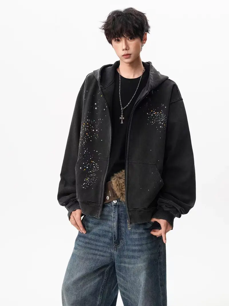 Hotfix Rhinestone Star Zip Up Hoodie Vintage Washed - TikTok Shop Hotfix Rhinestone Star Zip Up Hoodie Vintage Washed - TikTok Shop
