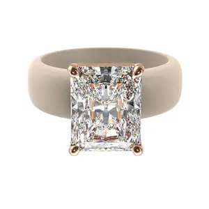 Square Zirconia Silicone Ring for Women Unique Fashionable Geometric Open Index Finger Ring Sizes 4-10 Inner Diameter 1.4-2cm