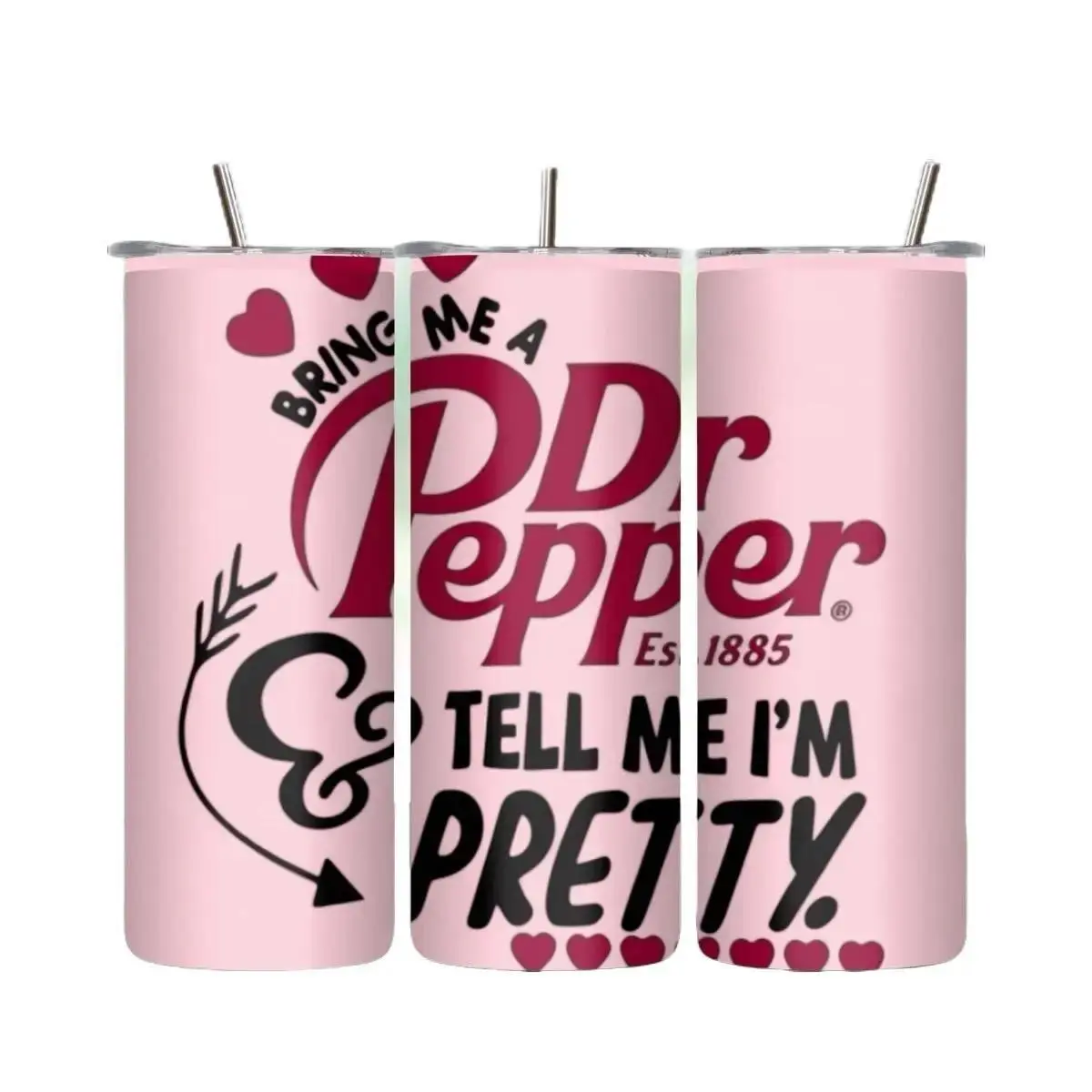 Dr Pepper Classic Style Pink Insulated Water Cup - Reusable Traveler Tumbler, Washable Vacuum Insulated Drinkware, Stylish Kitchenware