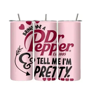 Dr Pepper Bring Me a Dr Pepper Portable Tumbler - Reusable, Washable, Stylish Pink Drinkware