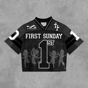 First Sunday No.1 Vintage Graphic Blokecore V-Neck T-Shirt Football V-Neck Retro Summer Trendy Baseball Jersey Shirt Gift For Him Gift For Her Birthday, Baseball Jersey Outfit, AOP Merch, Outfit for Baseball Shirt Fan