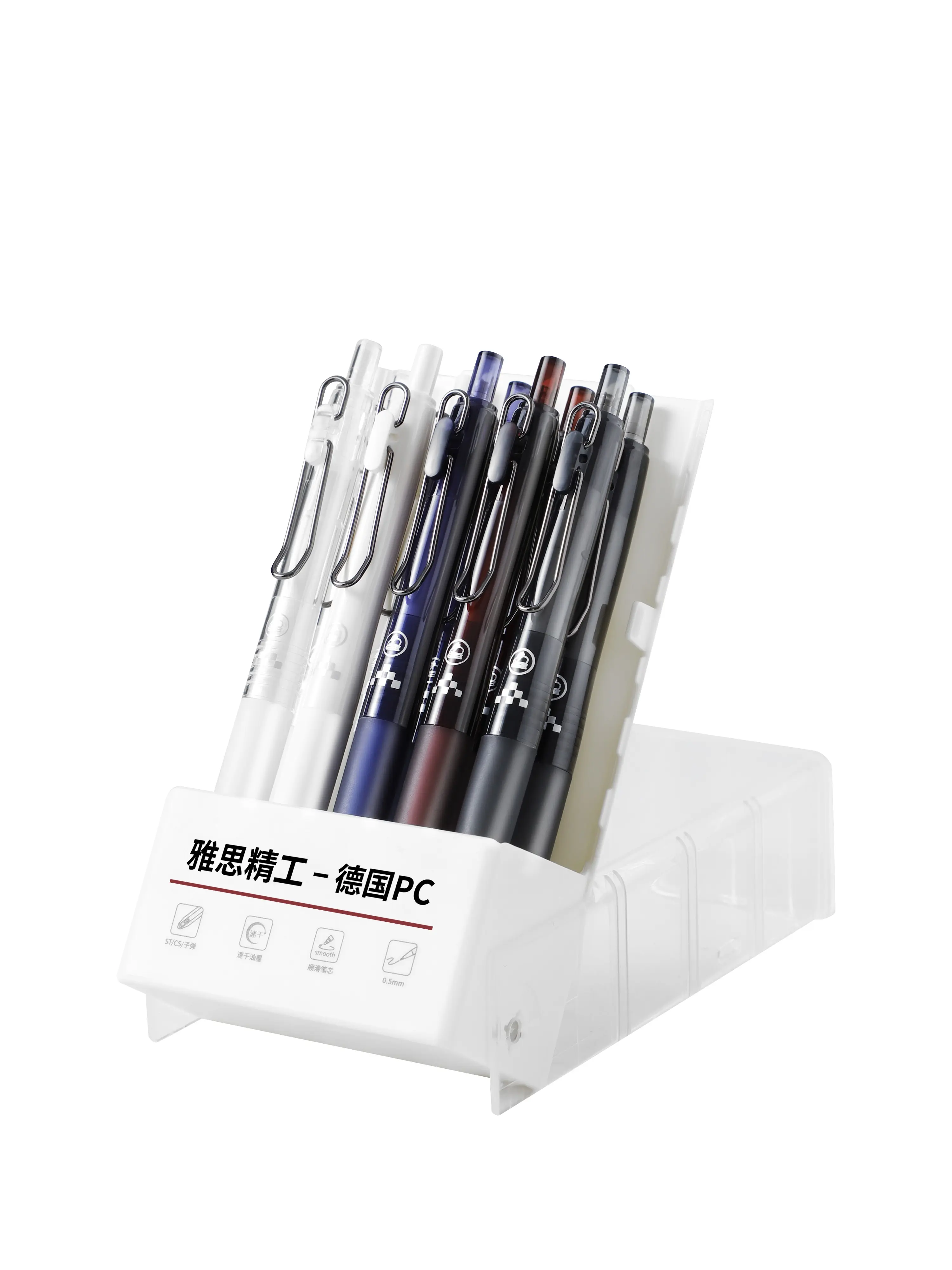 fun desk supplies 0.5mm Black Gel Ink Refill Pens for Students and Office Use—Soft Rubber Grip, Comfortable to Hold, Push-Button Mechanism, 10-Pack of Popular Styles, Smooth and Quick-Drying Ink, Ideal for Studying and Writing