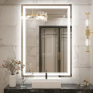 Keonjinn LED Mirror for Bathroom with Lights, 40 x 28 Inch Lighted Vanity Mirror, Wall Mounted Anti-Fog Dimmable Memory Brightness Frontlit Makeup Mirror, IP54,CRI 90+ (Vertical or Horizontal)-B091GYCX3S