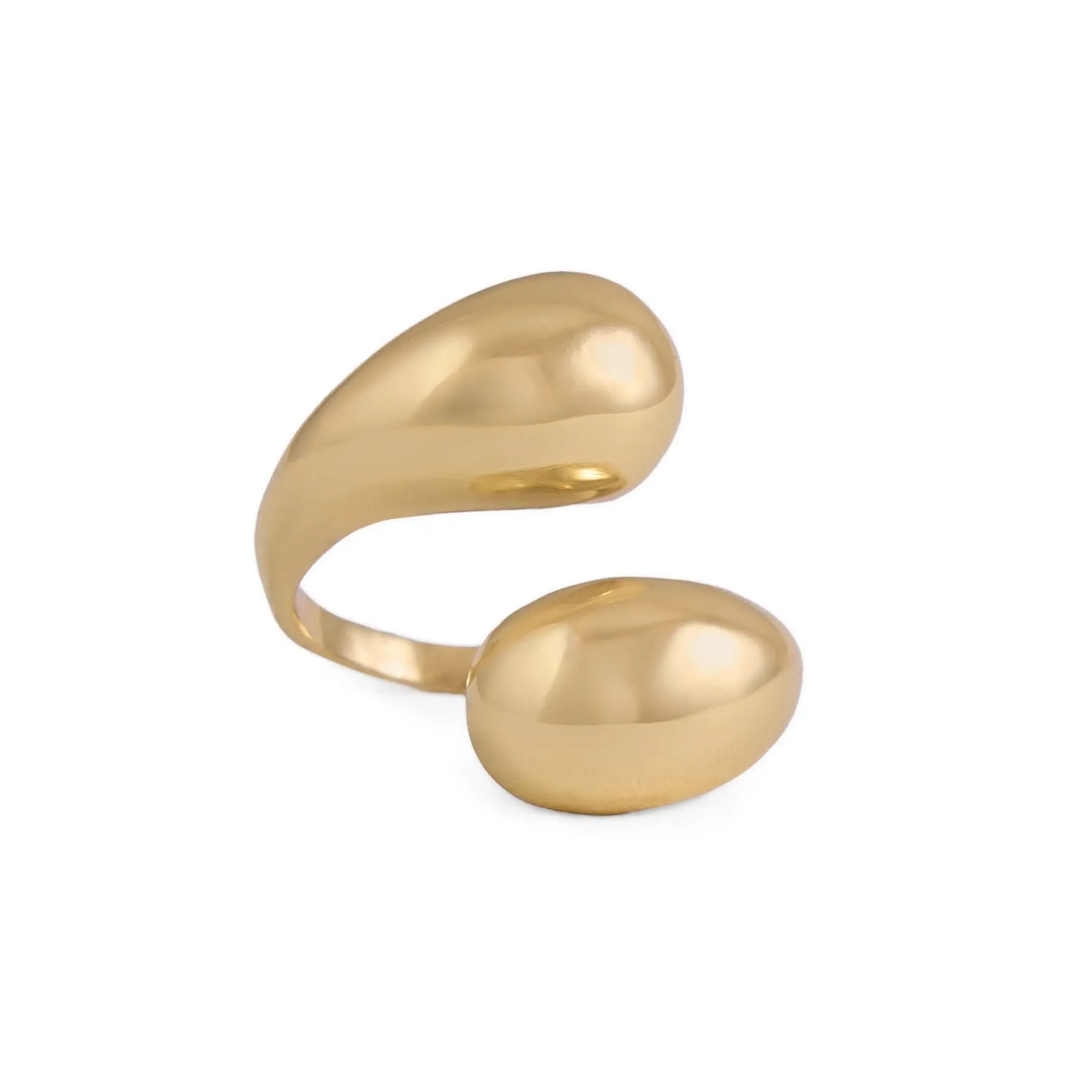 Halle Open Wrap Double Orb Adjustable Ring Brass