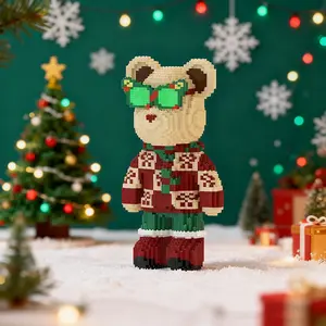 Small Tomato Lucky Bear 3D Puzzle Building Block Ornament, Room Decoration, High-Difficulty Interlocking Handmade Toy Kit for Adults