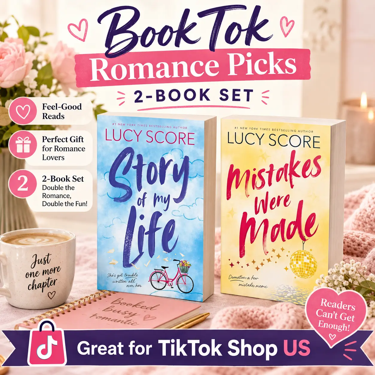 Lucy Score Story Lake 2-Book Set, Story of My Life & Mistakes Were Made, Small-Town Romantic Comedy Paperback Collection