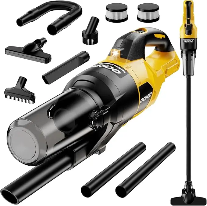 【Battery Not Included】Cordless Vacuum Cleaner for Dewalt 20V Battery, 6 in 1 Handheld Electric Vacuum Cleaner with HEPA Filter and LED Light, 46 CFM Portable Hand Vacuum for Floor, Carpet, Car