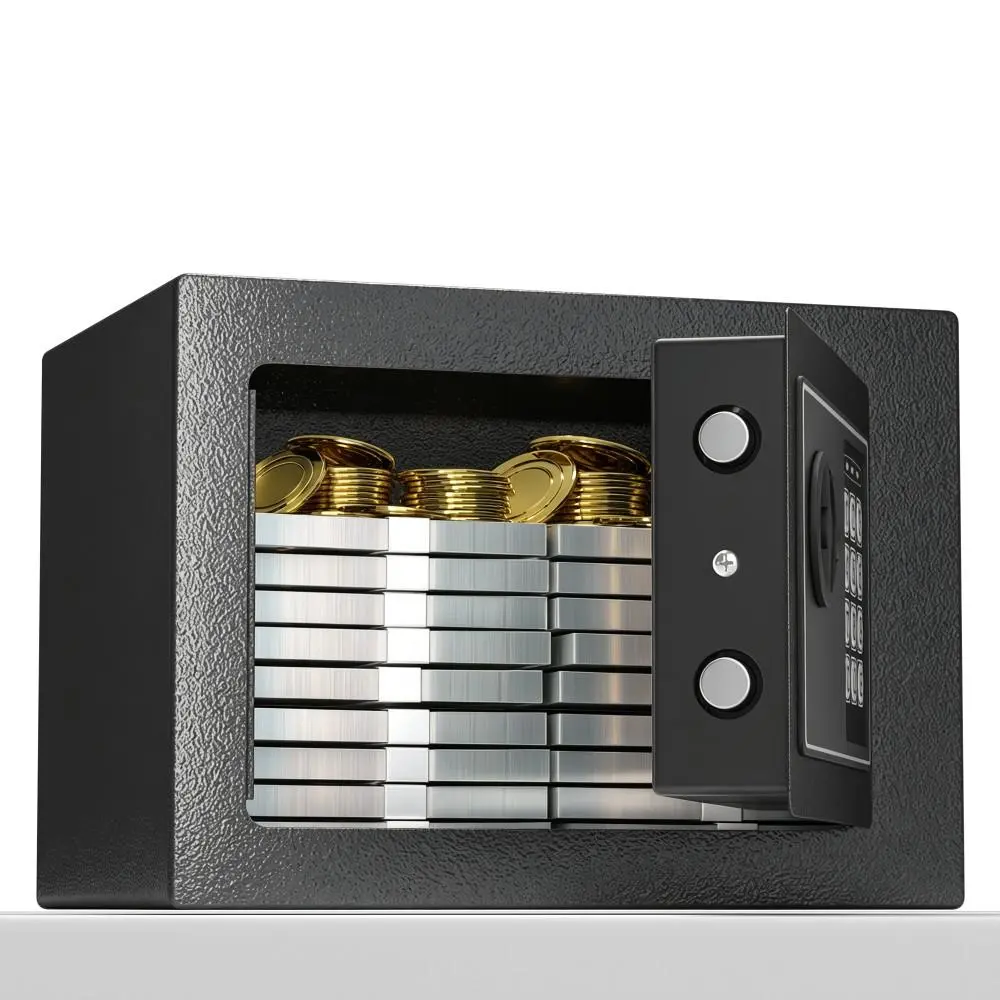 Home Dorm Mini Security Cash Storage Safe, Digital Money Container with Programmable Keypad and Spare Keys