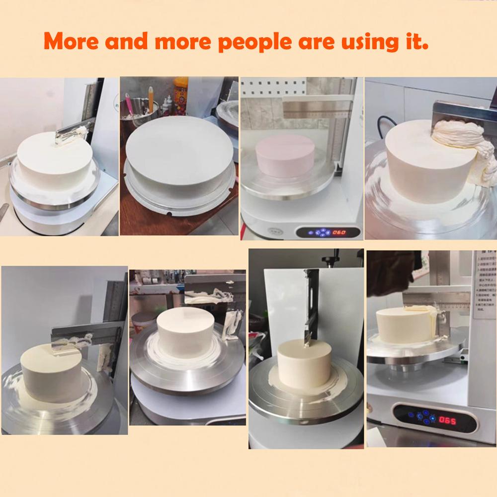 YOKOMA Cake Cream Spreading Coating Smearing Machine - Pink Color, 6-14in Size, 200W Power, Aluminum Alloy Turntable