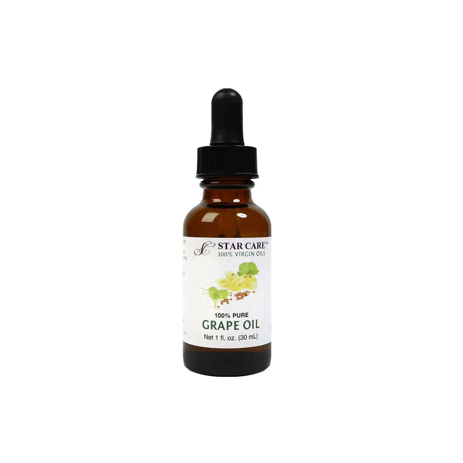 StarCare 100% Pure Grape Seed Oil - Hydrating & Nourishing Body Oil for Dry Skin, Hair, and Skin Repair, 1 oz / 30 ml, Moisturizer, Cosmetic, Moisture, Soft Skin