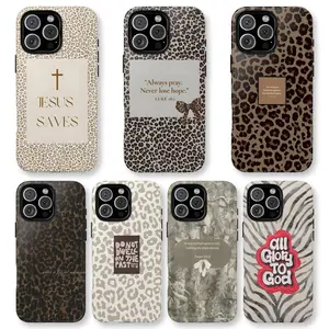 Jesus Saves Leopard Luxe Faith Statement Neutral Glam Themed Phone Case Premium Matte Texture, Protection, Shockproof, Anti-Drop, Anti-Fingerprint For IPhone 17-12, Pro Max, Pro Plus, and Samsung S25-22 Protection Safety
