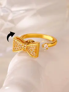 Women's Adjustable Butterfly Fidget Ring, Artificial Gemstone Ring, Anti-Stress Cubic Zirconia Jewelry, Luxury Gift for Women, Free Rotating Design