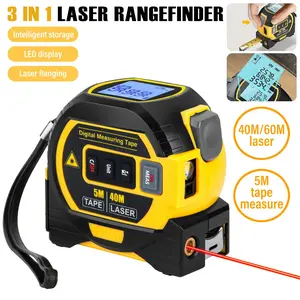 Laser steel ruler 2-in-1 digital measuring instrument with 5-meter steel ruler automatic locking without cutting hands, 40/60 meter laser, wear-resistant laser scale, anti drop and anti fall body, on-site cutting by carpenters for decoration