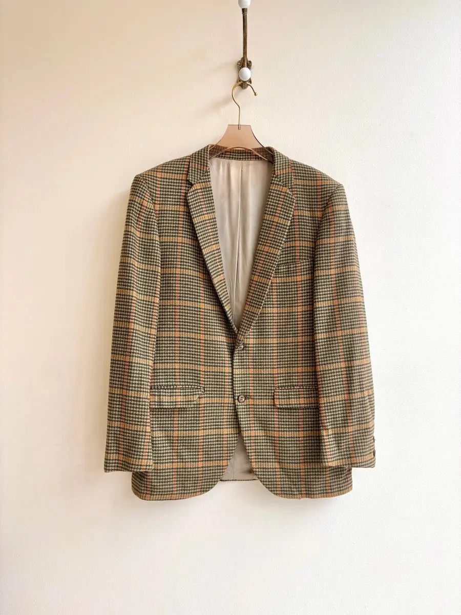 Cashmere Houndstooth Plaid Blazer (Vintage)