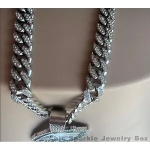 Rhinestone decorated Eagle necklace hip hop punk design Cuban necklace fashion jewelry accessories for men & women