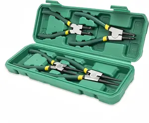 4-piece snap ring pliers set, heavy-duty round pliers 7 inches for snap ring disassembly tool to maintain straight bending lock ring pliers, with storage box Tool Box