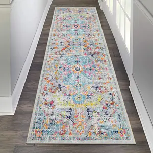 Hallway Runner Rug 2x6 Washable Rugs Runner Non Slip Carpet Runner Boho Farmhouse Vintage Throw Area Rugs Floor Runner for Hallway Kitchen Entryway Laundry Room Bedroom Bathroom, Grey