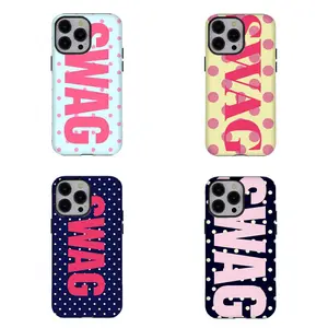 Y2K Polka Dot SWAG Phone Case Hot Girl Phone Case Compatible for iPhone 17 Promax 16 15 14 13 12 11 and for Samsung Galaxy S21-S25 Perfect Gift for Her/Him