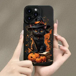 1 unique and fashionable Halloween phone case with witch, skull, ghost, pumpkin and bat patterns, suitable for iPhone 16 Pro Max, 15 Plus, 14, 13, 12 11, shockproof and drop-proof, full-coverage protective phone case, give family and friends  gift