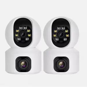 2K 360° PTZ Dual Lens PTZ Indoor Security Camera, 2.4G WiFi Smart Cam for Home, w/Night Vision, Motion Detection, 2-Way Audio, Cloud & SD Card Storage