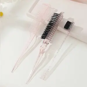 3-Piece Styling Brush Set, Dual-Ended Edge Control Brushes, Powder Puff Shape Brushes, Anti-Static, Dry & Wet Use, Hair Styling Kit