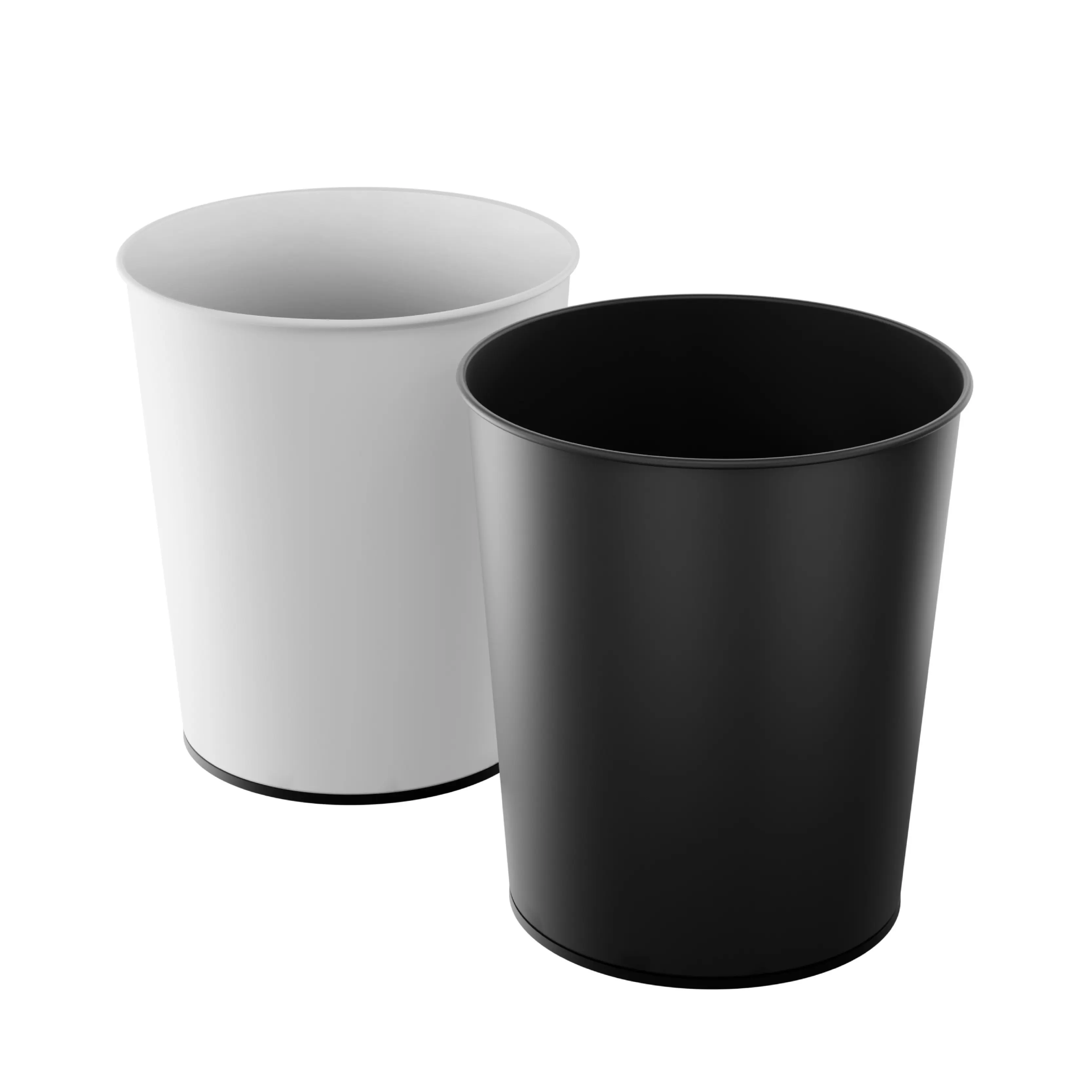 Home Zone Living 2-Pack Compact 1.5-Gal Office Bathroom Wastebasket with Round Open Top Stainless Steel with Matte White and Matte Black and Trash Bags Gift Pack