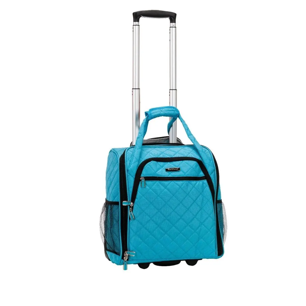 212 MAIN Rockland Melrose Lightweight Travel Wheeled Underseat Rolling Carry-On Luggage - Seat-Fitting Design, Side Pockets, Turquoise, Wheels Carry-On Luggage