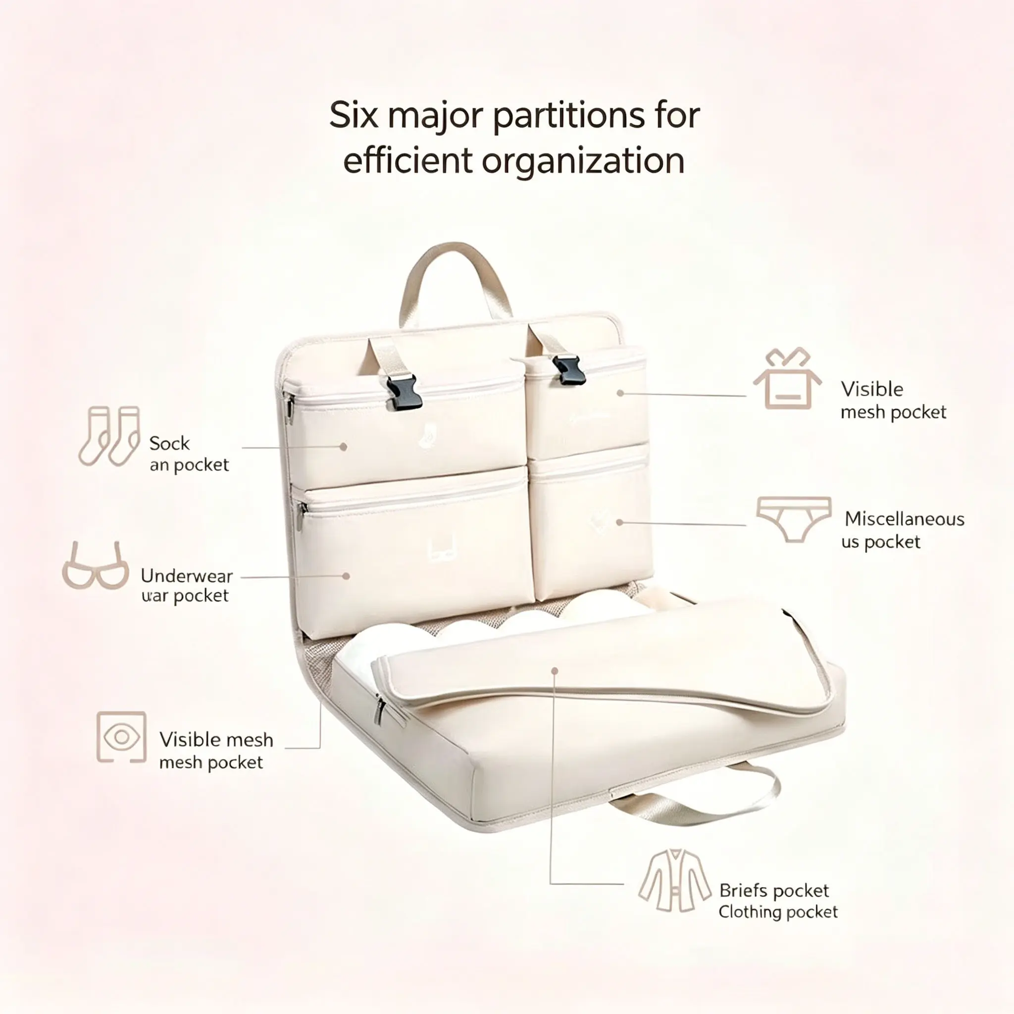 7-In-1 Multifunctional Travel Luggage Organizer Set, Packing Cubes, Large Capacity with Multiple Compartments, Essential Portable Storage Bag for Travel, Travel Essentials
