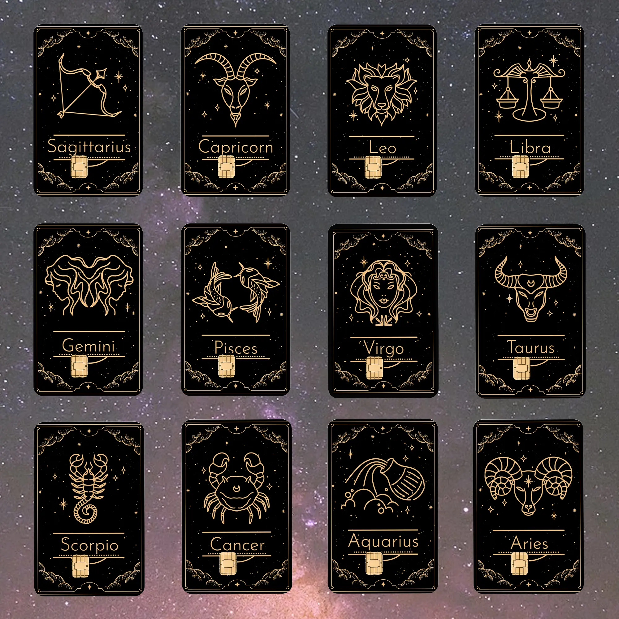 Zodiac Constellation Credit Card Sticker, Astrology Debit Card Skin, Aessthetic Horoscope Card Cover, 12 Zodiac Signs Design, Gift for Astrology Lovers, Spiritual Vibe