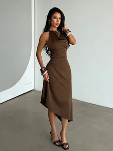 Women's Summer Sexy Asymmetrical Hem Backless A-Line Skirt, Perfect for Dating, Parties, Vacation, Stylish, Elegant and Minimalist Design