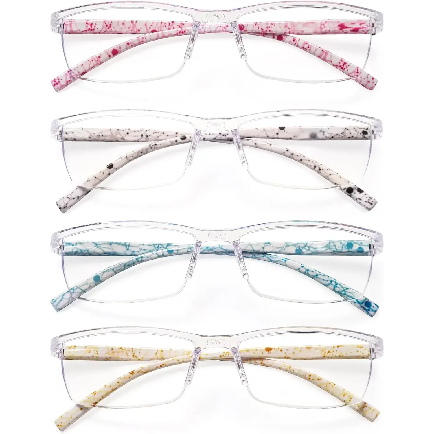 4 Pairs Reading Glasses, Blue Light Blocking Glasses, Computer Glasses for Women, Rectangle Eyewear Frame