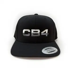 Yupoong CB4 Snapback Hat Cap Black Baseball Adjustable Flat Bill Yupoong Hat