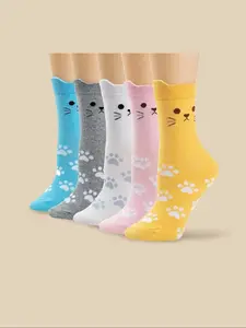 Women's Cat Print Ankle Socks, Cute Comfy Breathable Low Cut Socks for Daily Wear, Women's Socks for All Seasons