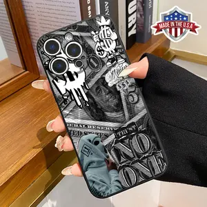 Straight Edge Phone Case for iPhone 15 Plus 16 Pro Max 14 13 12 11 XS XR E Trendy Money Pattern Anti-Scratch Shockproof Soft Silicone Protective Cover