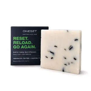 ONESET Performance Bar Soap for Athletes | Deep Clean + Fresh Reset | Cedarwood Tea Tree Charcoal | 5 oz