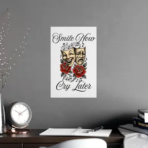 Smile Now Cry Later Poster – Chicano Tattoo Art Edition