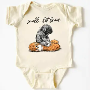 (100% Cotton) Baby Monkey Punch – Small But Brave Baby Bodysuit – Cute Gorilla Infant Onesie – Inspirational Jungle Baby Outfit