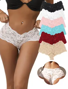 Women's Solid Sexy Lace Panty Lady Soft Comfortable Fabric Breathable Knicker for Daily Wear Womenswear Christmas Wedding Night