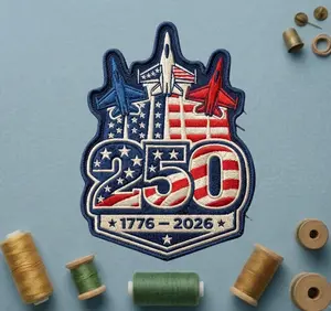 USA 250th Anniversary Patch 1776-2026 American Semiquincentennial Fighter Jet Embroidered Patch Independence Day Military Iron On Badge