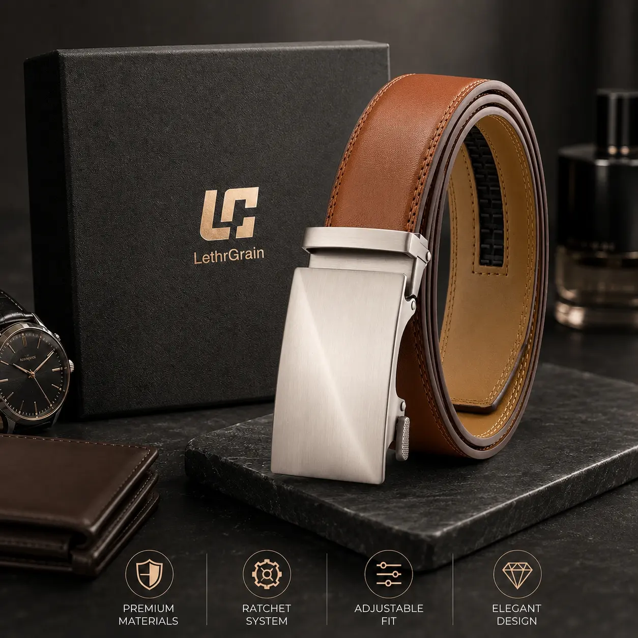 【Flash Sale】 Ratchet Belt for Men - Customizable Fit 35mm Leather Belt with Effortless Style & Maximum Durability for Jeans